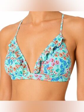 J.Crew Floral Bikini Top Ruffle XXS NWT